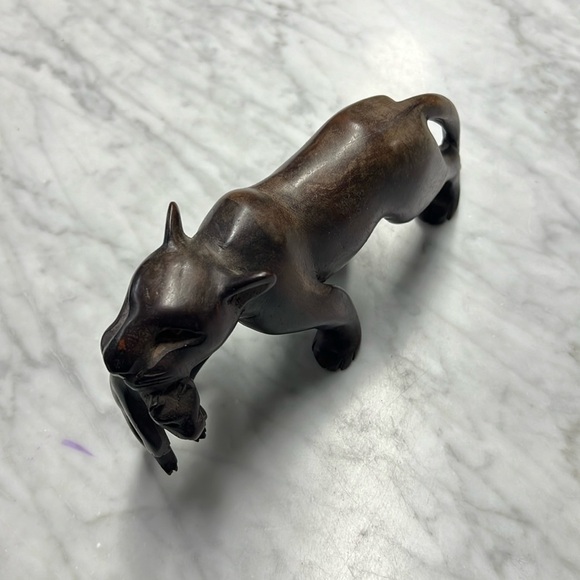 Vintage Wooden Carved Lion Mama and Cub - Picture 1 of 11